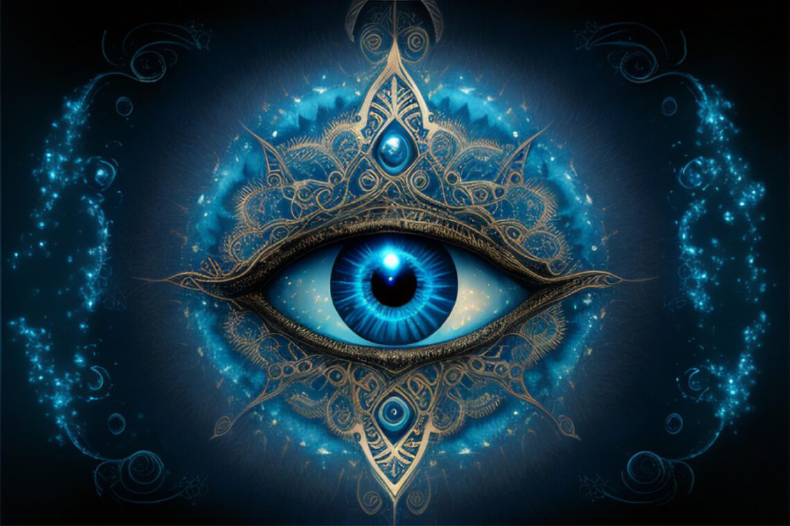 Afbeelding passend bij de blog “Ontwaak Je Derde Oog: Activatie, Pijnappelklier en Spirituele Groei”, waarin het openen van het derde oog, reinigen van de pijnappelklier en versterking van intuïtie centraal staan