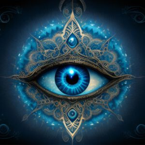 Afbeelding passend bij de blog “Ontwaak Je Derde Oog: Activatie, Pijnappelklier en Spirituele Groei”, waarin het openen van het derde oog, reinigen van de pijnappelklier en versterking van intuïtie centraal staan