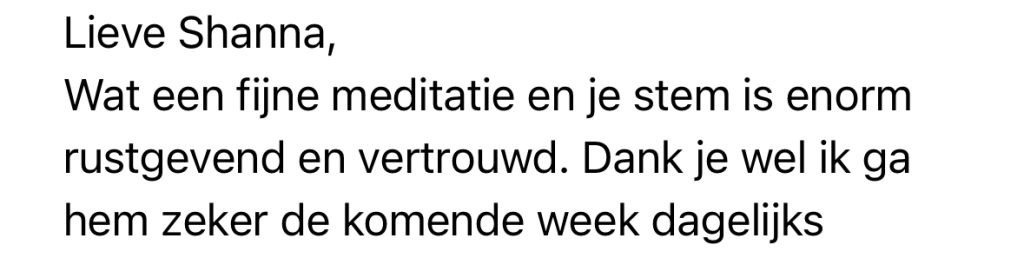 Screenshot van een WhatsApp review over een fijne en rustgevende meditatie